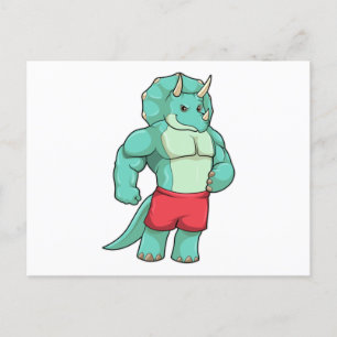 Carte Postale Tricératops comme Bodybuilder à Bodybuilding
