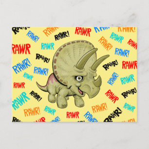 Carte Postale Tricératops dit "Rawr !"