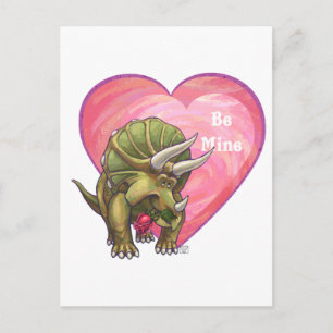Carte Postale Tricératops Red Rose Heart