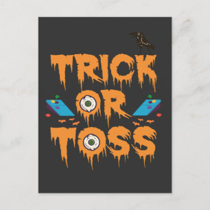 Carte Postale Trick ou Jeter Drôle Éffrayant Halloween Cornhole 