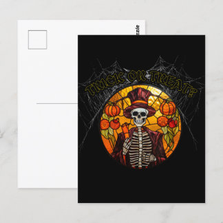 Carte Postale Trick ou traitement ? Halloween, vitrail