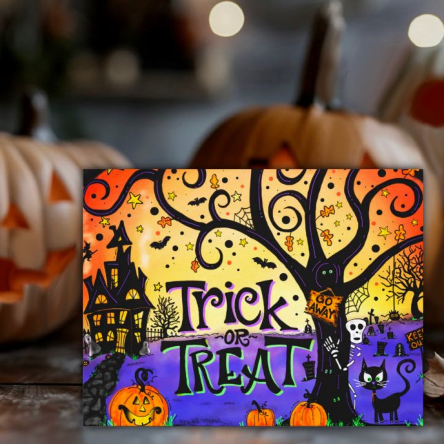 Carte Postale Trick ou traitement Haunween (Créateur téléchargé)