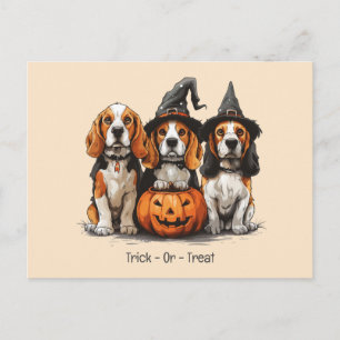 Carte Postale Trick Ou Treat Halloween Chiens Beagles