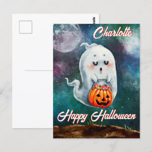 Carte Postale Trick ou Treat, les fantômes sont doux Halloween h