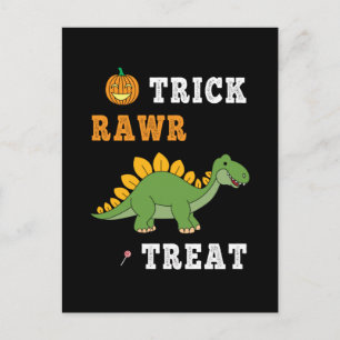 Carte Postale Trick Rawr Treat Cute Halloween Stegosaurus Dino