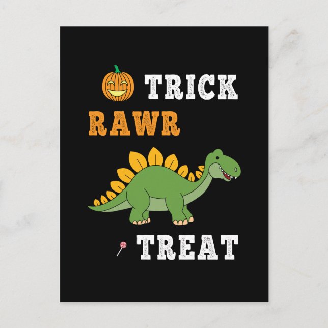 Carte Postale Trick Rawr Treat Cute Halloween Stegosaurus Dino (Devant)