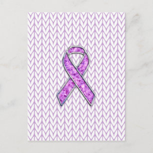 Carte Postale Tricot de sensibilisation au ruban rose cristal