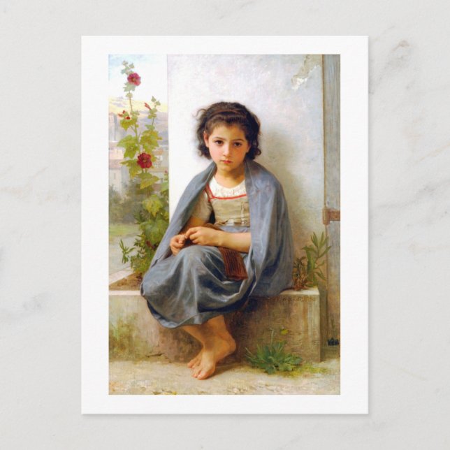 Carte Postale Tricot fille, Bouguereau (Devant)