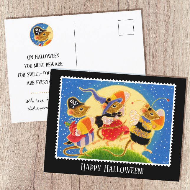 Carte Postale Tricoter ou traiter sur mesure Halloween Cute Mice (Créateur téléchargé)