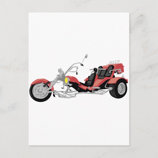 Carte Postale trike de moto rouge (Devant)