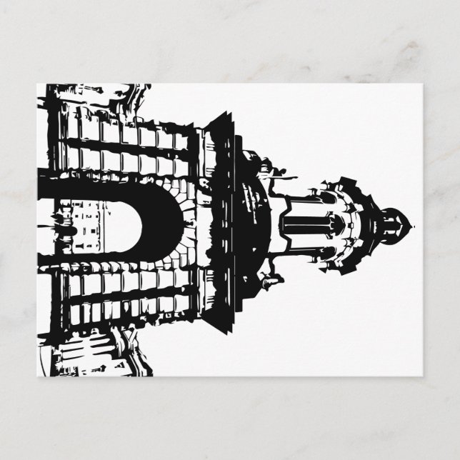 Carte Postale Trinity College Dublin Campanile, noir et blanc (Devant)