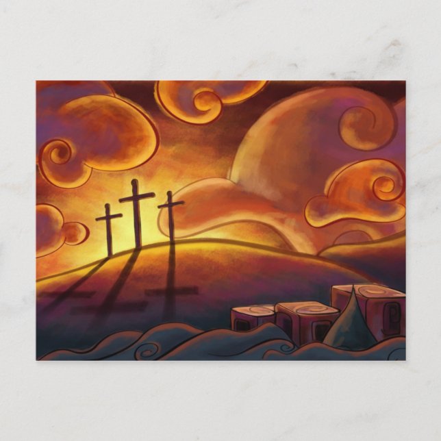 Carte Postale Trinity - Croix triple au coucher du soleil (Devant)