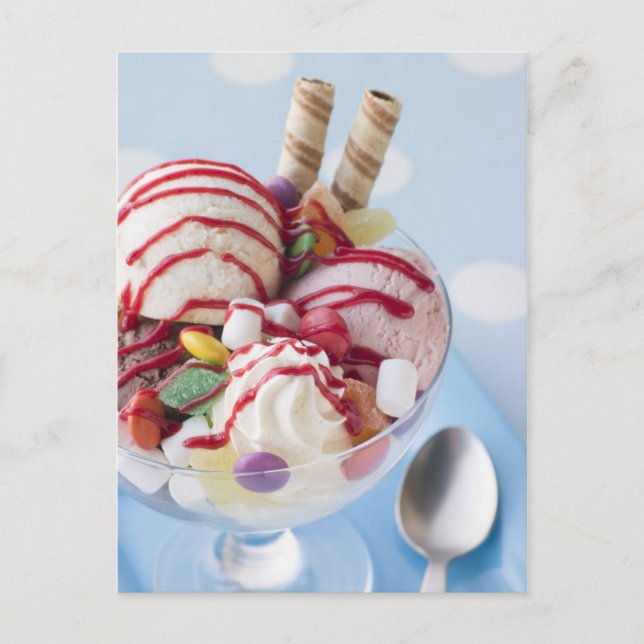 Carte Postale Trio de crème glacée et de sundae doux (Devant)