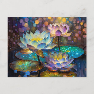 Carte Postale Trio de fleurs de lotus lumineuses