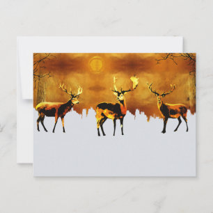 Carte Postale Trio de la Forêt Enchantée : Art du Cerf Oriental