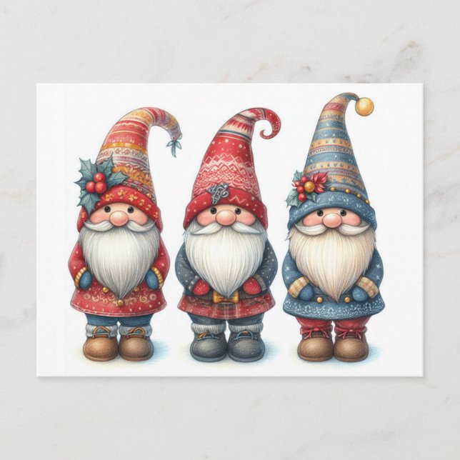 Carte postale Trio Gnomes de Noël (Devant)