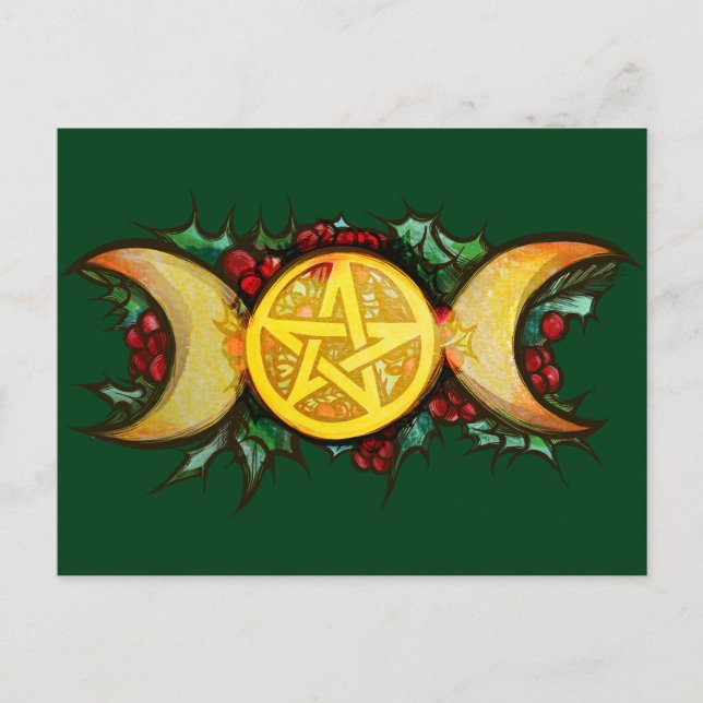 Carte Postale Triple Moon Holly Yule Art (Devant)