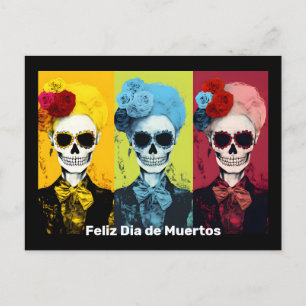 Carte Postale Triptyque de Dia de Muertos Calavera Catrina