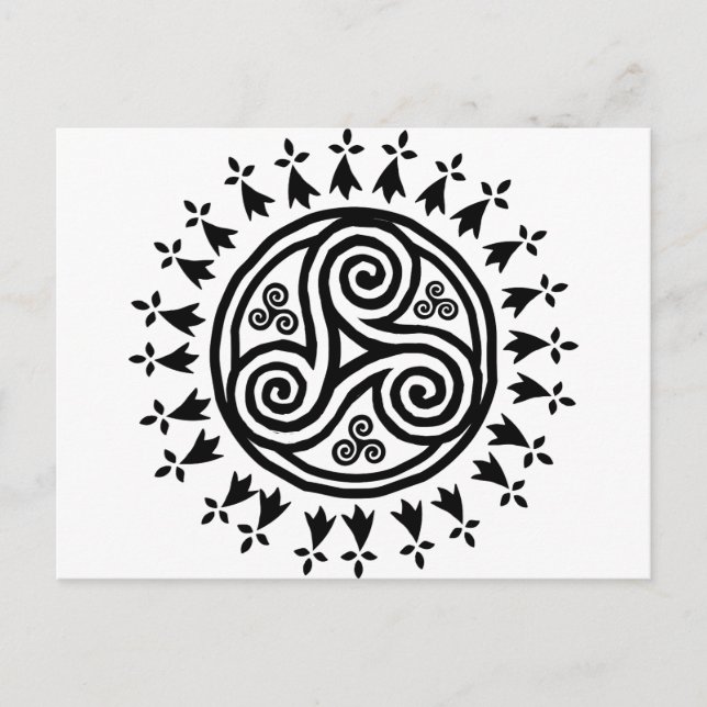 Carte Postale Triskel breton & hermines (Devant)