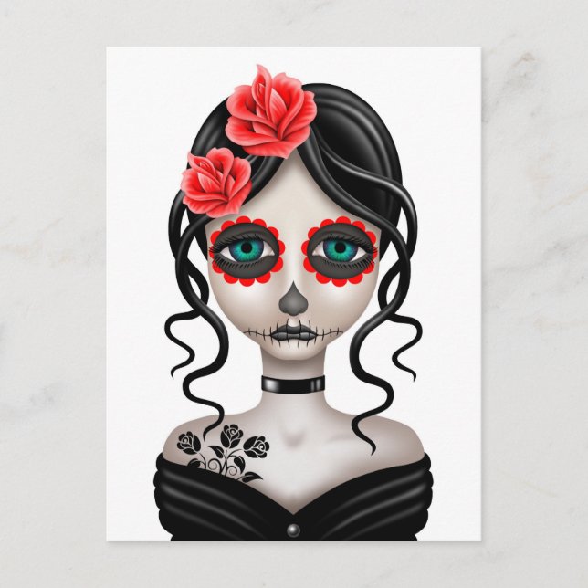 Carte Postale Triste journée de la fille morte en blanc (Devant)
