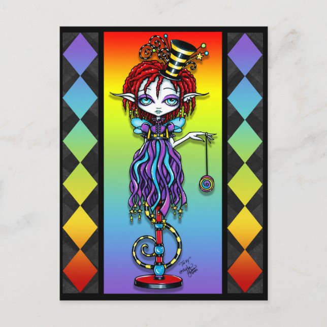 Carte Postale Trixy Pixie Stick Rainbow Circus Freak Postcard (Devant)
