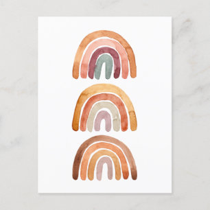 Carte Postale Trois Aquarelle Terre moderne Boho Arc-en-ciel