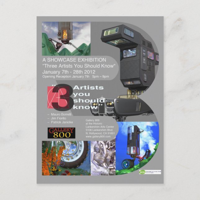 Carte Postale "Trois artistes que vous devriez connaître" Vitrin (Devant)