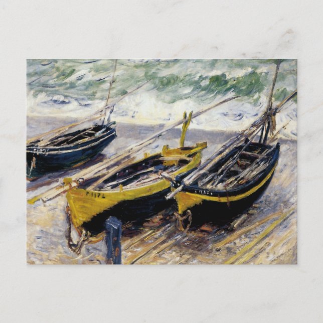 Carte Postale Trois bateaux de pêche (Devant)