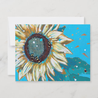 Carte Postale Trois bourdons sur un tournesol