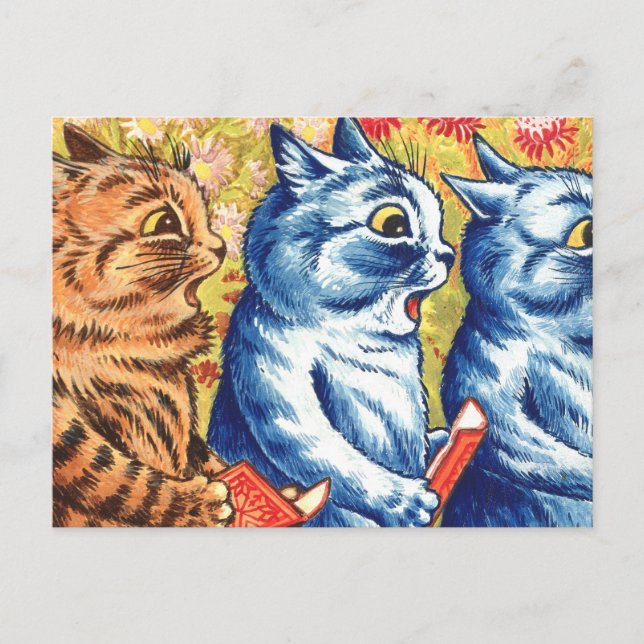 Carte Postale Trois Chats Chantés Par Louis Wain (Devant)