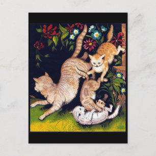 Carte Postale Trois chats joueurs