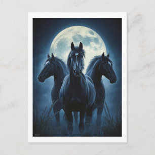 Carte Postale Trois Chevaux Lune