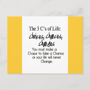 Carte Postale TROIS CHOIX DE VIE CHANGENT CHANGEMENTS Options de