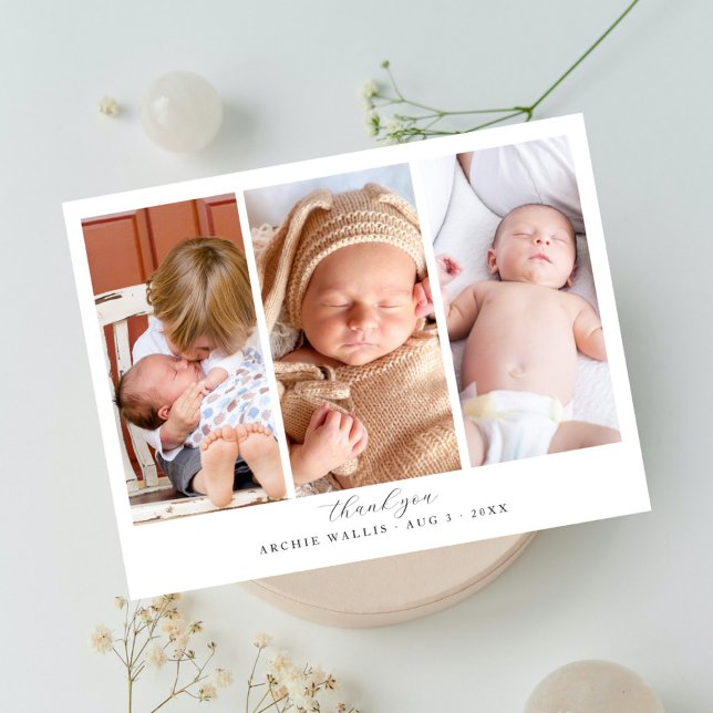 Carte Postale Trois Collage de Photos Élégant Écriture Baby Show (Créateur téléchargé)