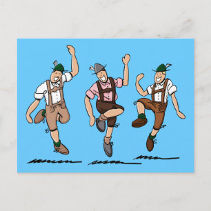 Carte Postale Trois Dansant Lederhosen Bavarois