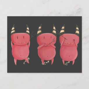 Carte Postale Trois diables sages - L'art des petits diables