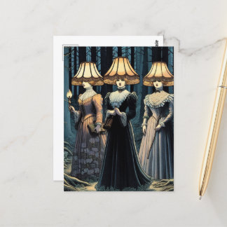 Carte Postale Trois femmes dans la forêt avec des Casquettes à l