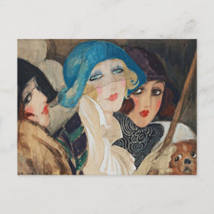 Carte Postale Trois femmes sous un parapluie