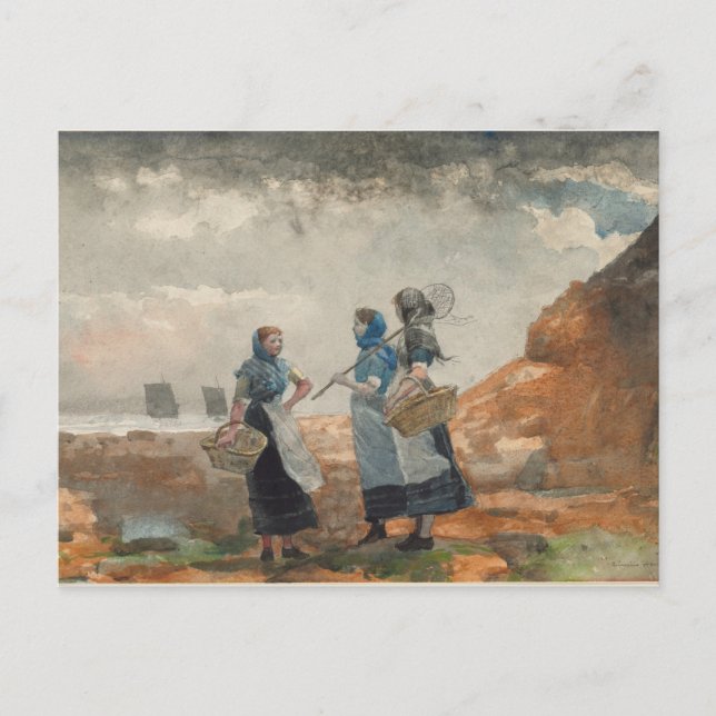 Carte Postale Trois filles pêche (Devant)