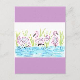 Carte Postale Trois Flamants roses