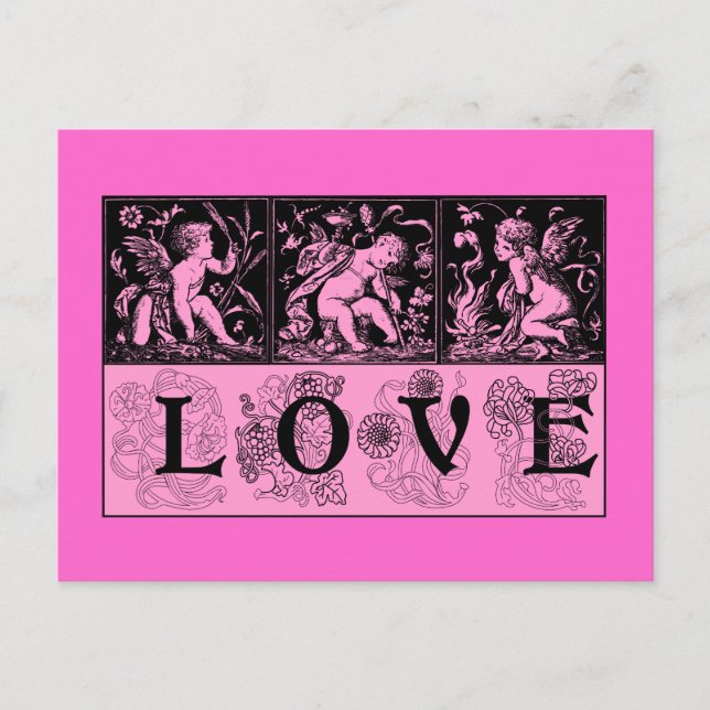 Carte Postale Trois images vintage de Cupid Love Design (Devant)