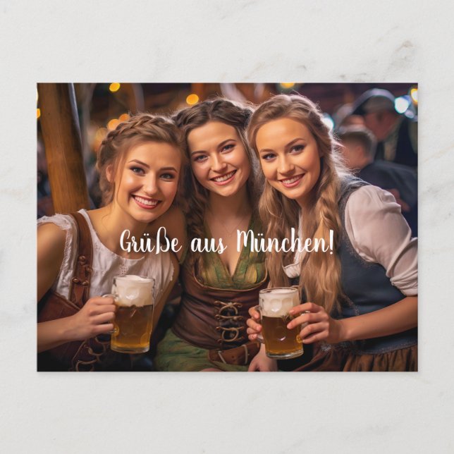 Carte Postale Trois jeunes femmes à Munich. Bière (Devant)