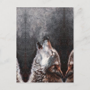 Carte Postale Trois loups hurlent