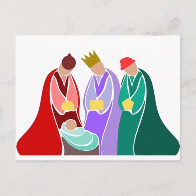 Carte Postale Trois Mages, naissance du Christ (Devant)
