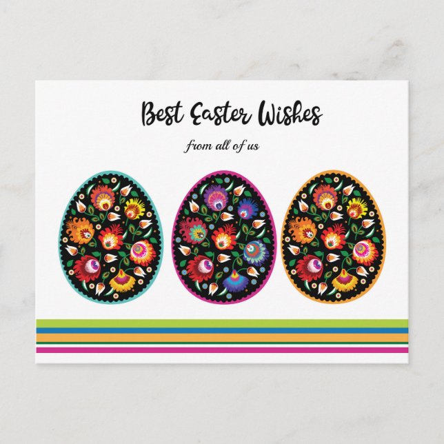 Carte Postale Trois oeufs de Pâques Texte personnalisé (Devant)
