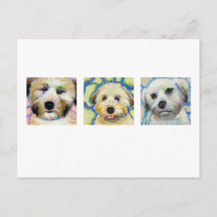 Carte Postale Trois peintures Wheaten Terrier - l'art amusant ch