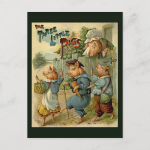 Carte Postale Trois Petits Chiens Vintage Fairy Tale
