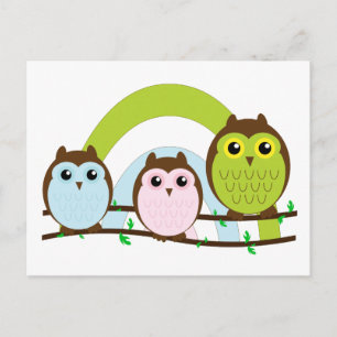 Carte Postale Trois Petits Chouettes
