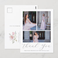 Trois Photo Quinceanera Pink Floral Script