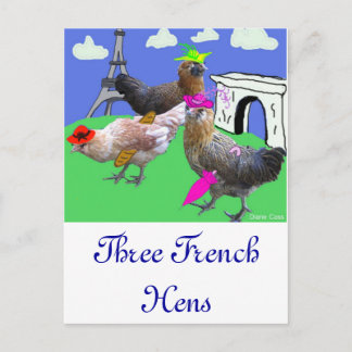 Carte Postale Trois poules françaises